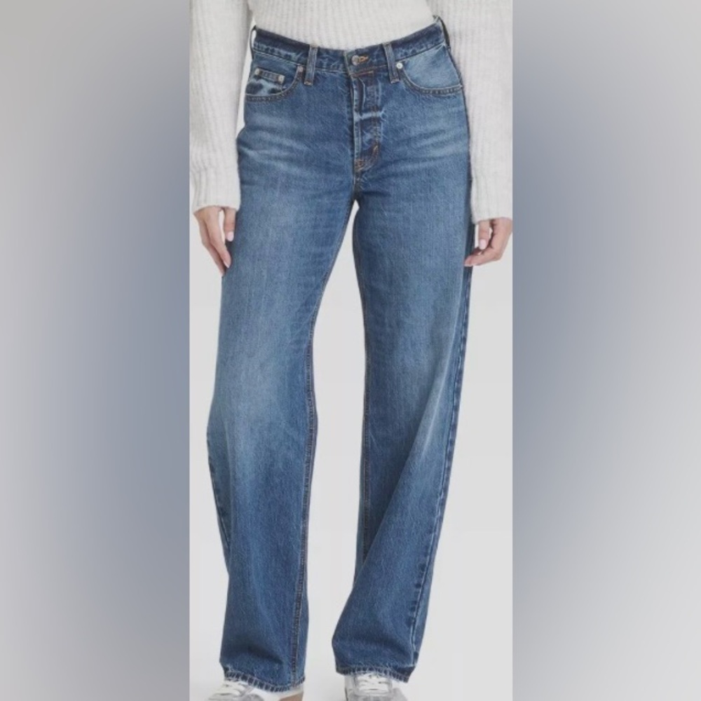 Wild Fable  90s Style High Rise Wide-Leg Straight 
Women's Med Blue Jeans  SZ 14
